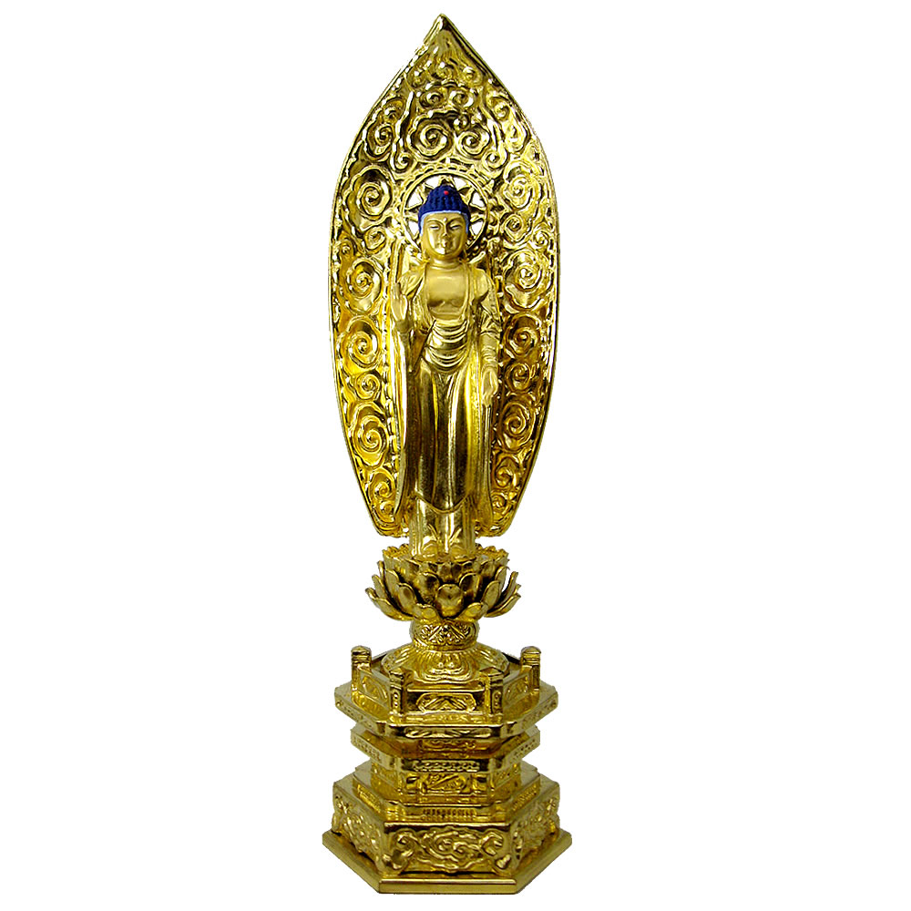 純金中七 舟立弥陀 肌粉の金の仏像｜ひだまり仏壇