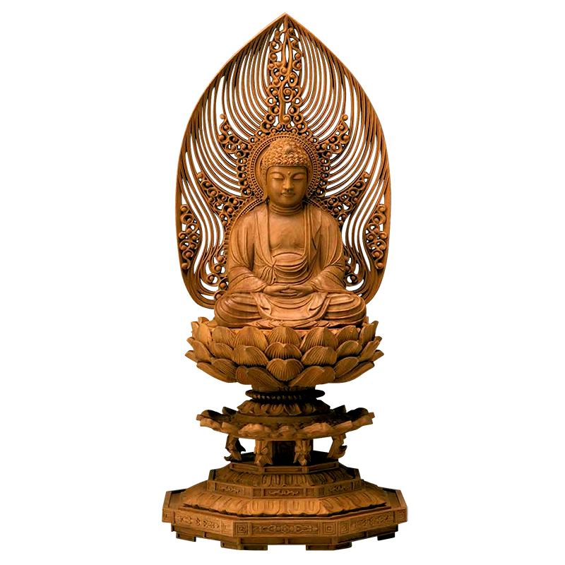 白檀仏像の水煙光背の写真