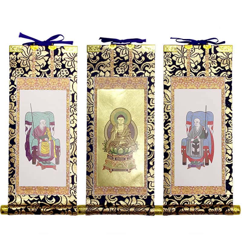中金掛軸 曹洞宗 - 本尊：座釈迦、両脇：常済大師/承陽大師｜ひだまり仏壇