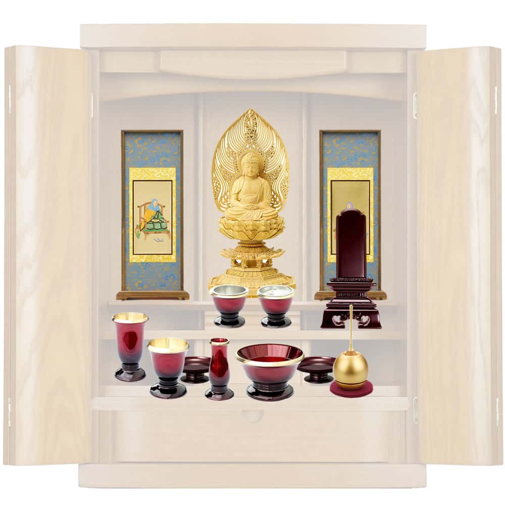仏壇 本体のみ マーキュリー モダン仏壇 台付き 床置き 上下セット